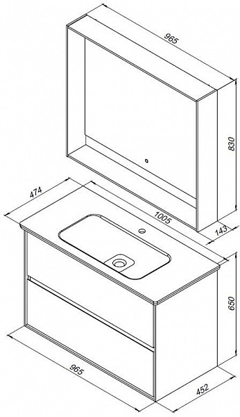 Зеркало Aquanet Милан 100 LED черный глянец 00306375