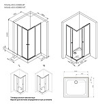 W94G-403-10080-BТ Душевое ограждение X-Joy Square Slide 100х80, черный, прозрачное