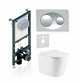 Комплект KOLLER POOL для монтажа  подвесного унитаза: Инсталляция Alcora ST 1200 с клавишей GRACE Matt Chrome, Унитаз ORION Rimless, сиденье дюропласт: SoftClose, Take Off, антибактериальное покрытие, система «Антивсплеск»