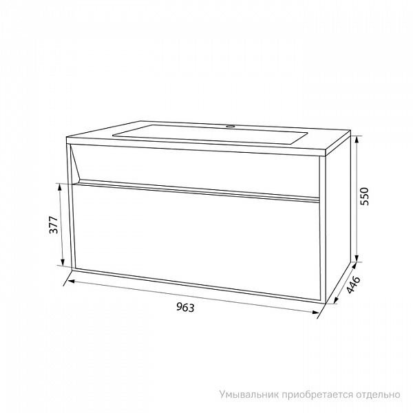 Тумба подвесная с ящиком, белая, 100 см, Esper, IDDIS, ESP10W0i95. Подходит ум. 4501000i28
