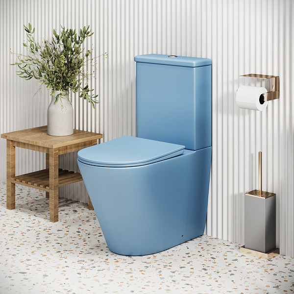 Унитаз GR-4480BSMS Color (620*365*810) ГОЛУБОЙ МАТОВЫЙ напольный БЕЗОБОДКОВЫЙ с тонкой крышкой,2 ме