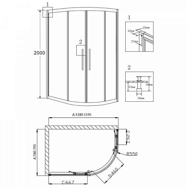 Душевой уголок Grossman Pragma PR-120RGL 120x80