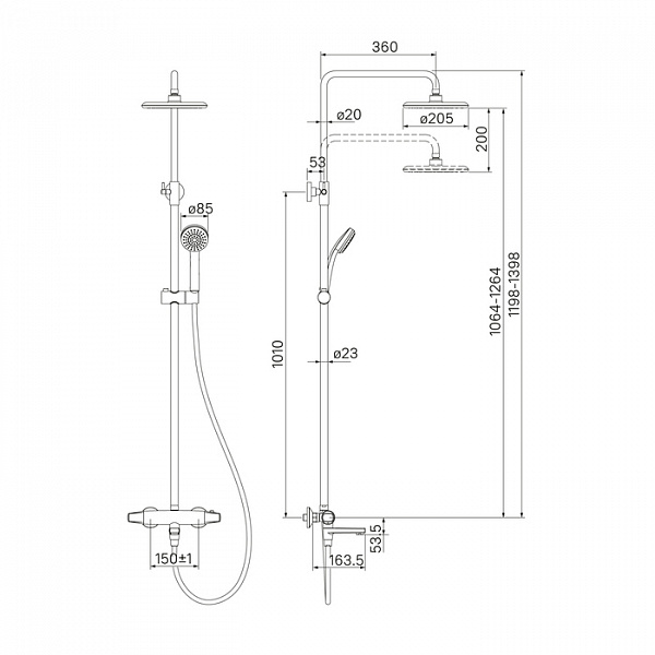 TORSBBTi06 , Cмеситель термостатический с верхним душем, Torr, ID