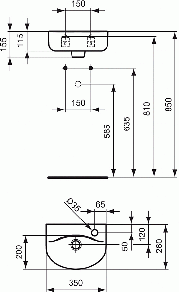 Раковина Ideal Standard Connect Arc 35 см E7915MA