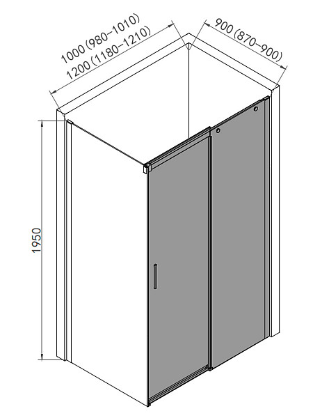 Боковая панель AQUAme, стекло 8мм, цвет профиля хром. Размер 800*1950