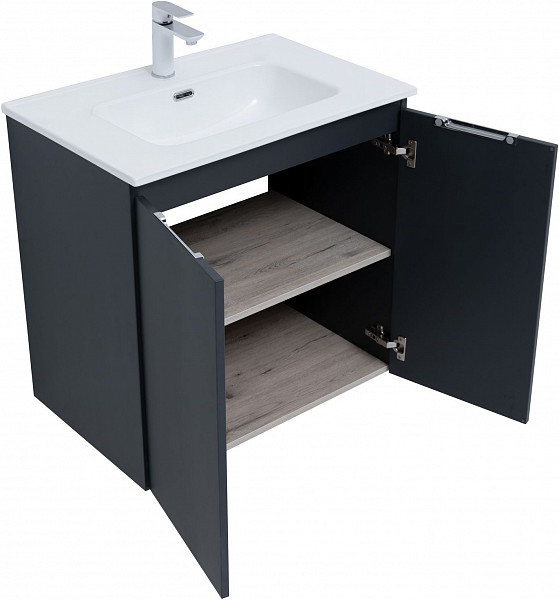 Тумба под раковину Aquanet Алвита New 70 2 дверцы, антрацит 00303904