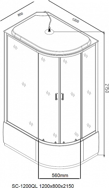 Душевая кабина Aquanet SC-1200Q-L 1200x800, рифленое стекло SС-1200Q-L