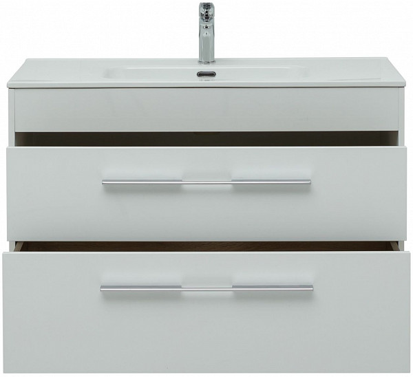 Тумба под раковину Aquanet Августа 100 белый (ручка хром) 00277509