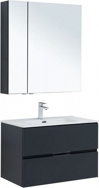 Мебель для ванной Aquanet Алвита New 80 2 ящика, антрацит 00274200