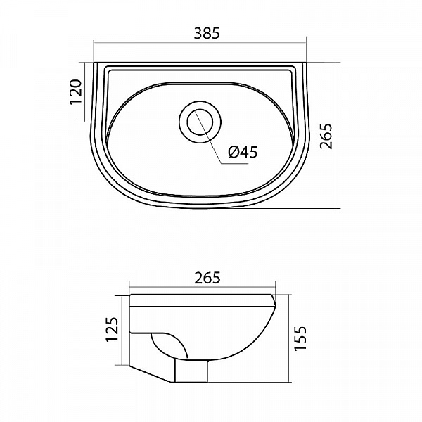Полукруглая раковина Santek Бриз 40 без отверстия под смеситель 1WH110439