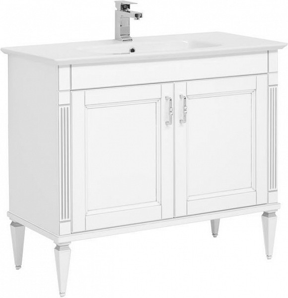 Тумба под раковину Aquanet Селена 105 белый/серебро (2 дверцы) 00201650