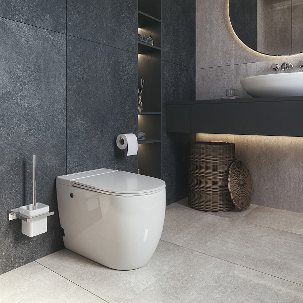 Унитаз GR-PR-5502 impuls (570*360*450) БЕЛЫЙ напольный с тонкой крышкой, 1 место