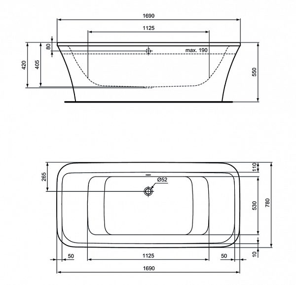 Ванна акриловая Ideal Standard Connect Air E113801 170х79