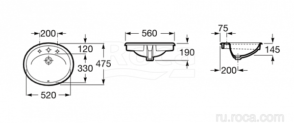 Раковина Roca Java 56х47 327863000