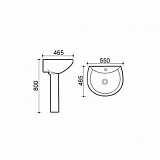 Раковина Azario 55х46,5х80 подвесная, белая (AZ-3007)