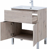 Тумба под раковину Aquanet Алвита New 70 1 ящик, 2 дверцы, дуб веллингтон белый 00303902