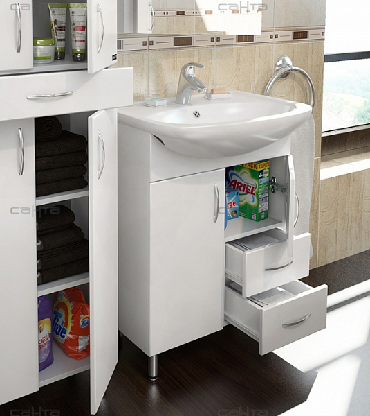 Тумба напольная Сити 60 с 2 ящиками Санта 201076, под раковину